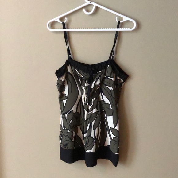 BCBGMaxazria Silk Green & Black Camisole - Picture 1 of 7